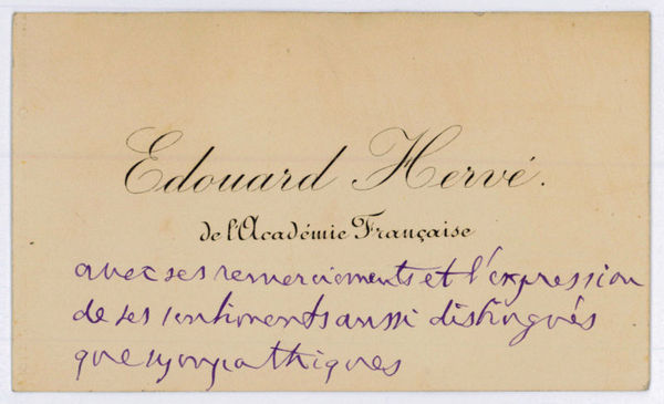 Autograph visiting card.