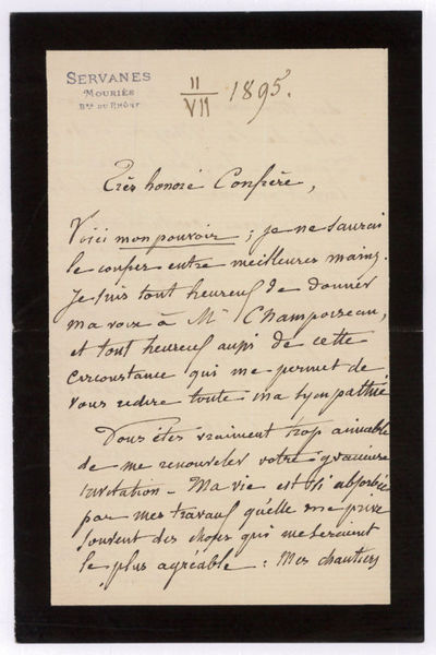 Autograph letter signed.