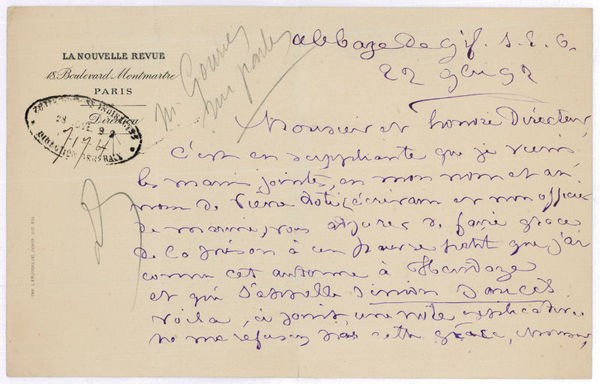 Autograph letter signed.