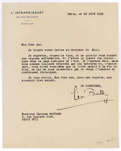 Typed letter signed.