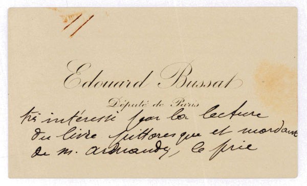 Autograph visiting card monogrammed.