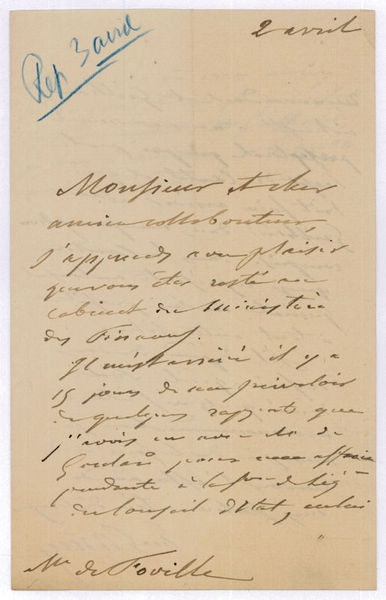 Autograph letter signed.