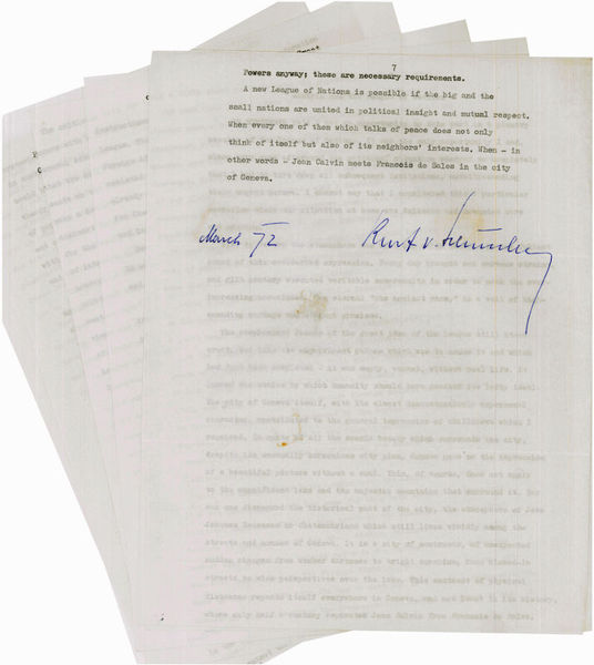 Austria and the League of Nations. Typescript signed.