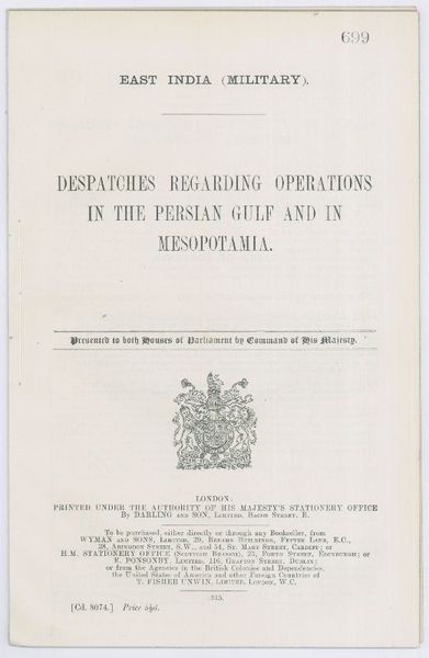 Despatches Regarding Operations in the Persian Gulf and in Mesopotamia.