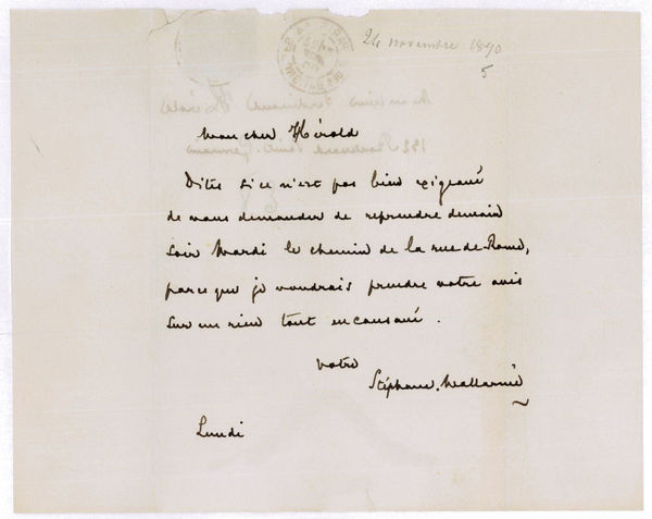 Autograph letter signed ("Stéphane Mallarmé").