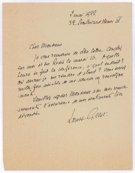 Autograph letter signed.