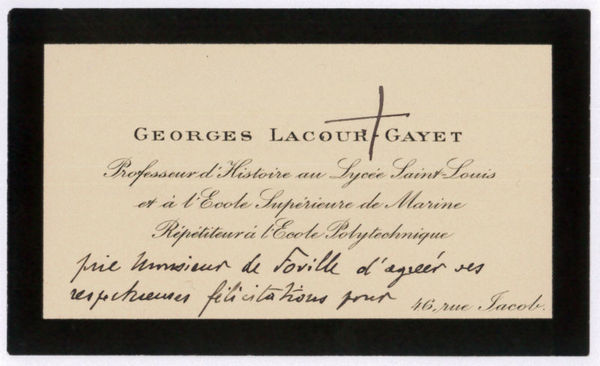 Autograph visiting card.