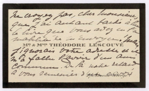 Autograph visiting card.