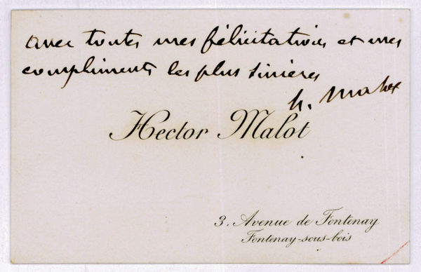 Autograph visiting card signed.