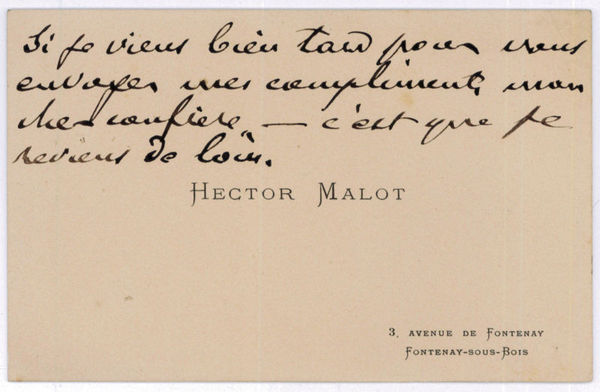 Autograph visiting card.