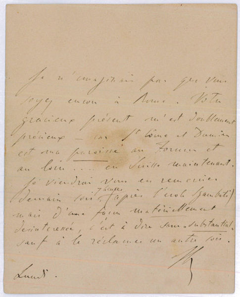 Autograph letter signed ("FL").