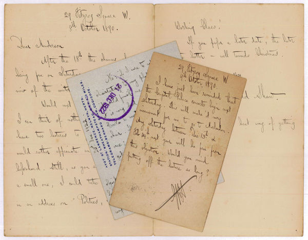 1 autograph letter signed and 2 autogr. lettercards signed (in …