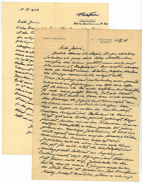 2 autograph letters signed ("HMPechstein" and "Max Pechstein").