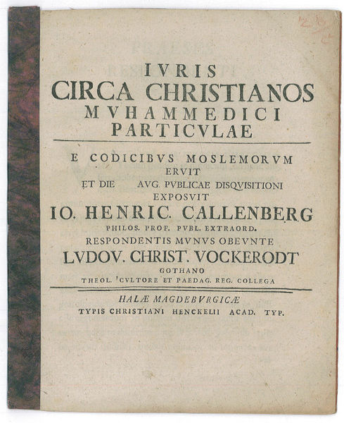 Iuris circa Christianos Muhammedici particulae. E codicibus Moslemorum [.].
