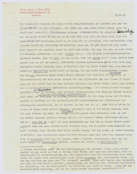 Typed letter signed ("Alban").