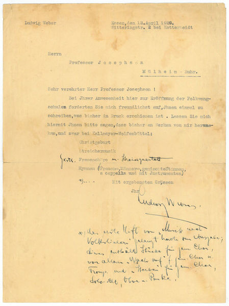 Ms. Brief mit eigenh. Notizen und U.