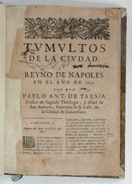 Tumultos de la ciudad y Reyno de Napoles, en ano …