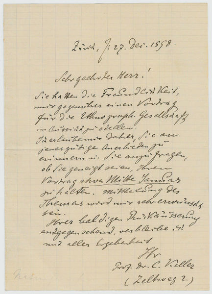 Eigenh. Brief mit U. ("C. Keller").