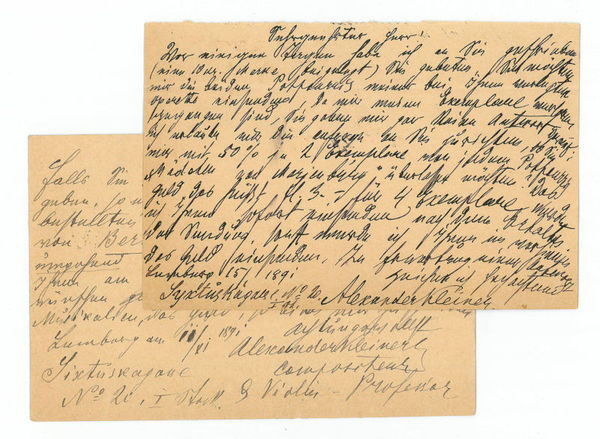 2 eigenh. Postkarten mit U.