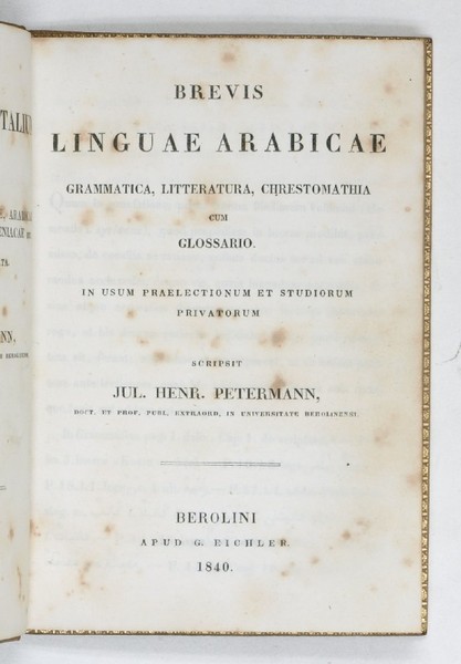 Brevis linguae Arabicae grammatica, litteratura, chrestomathia cum glossario.