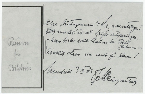 Eigenh. Albumblatt mit U.