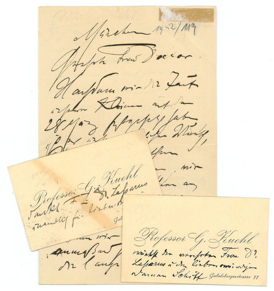 Eigenh. Brief mit U. ("Gotth Kuehl u. Frau") und 2 …