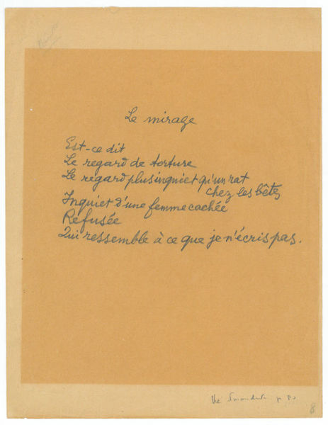 Le mirage. Autograph poem.