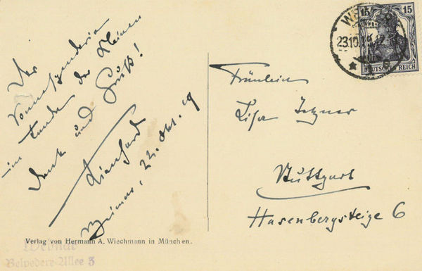 Eigenh. Bildpostkarte mit U. ("Lienhard").