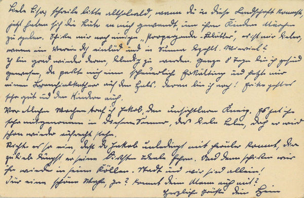 Eigenh. Postkarte mit U. ("Hein").