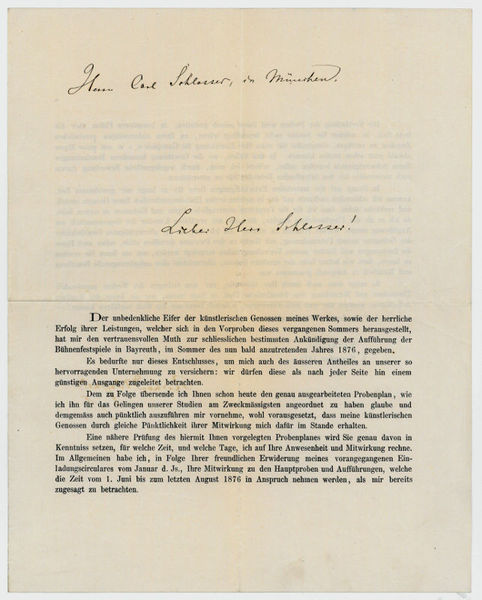 Printed invitation with autograph address signed.