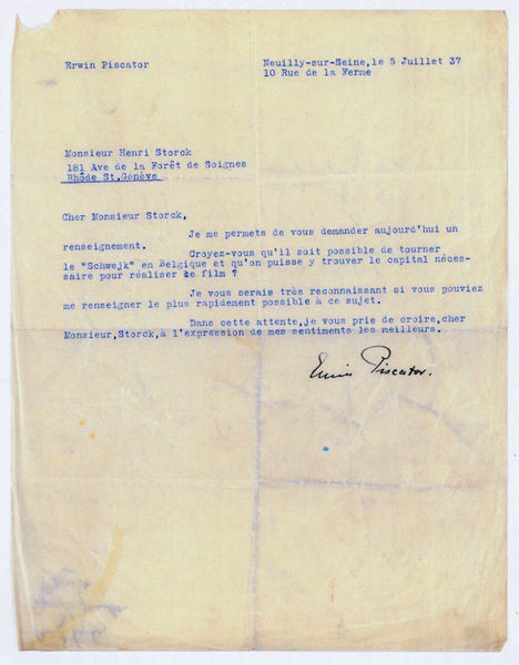 Typed letter signed.