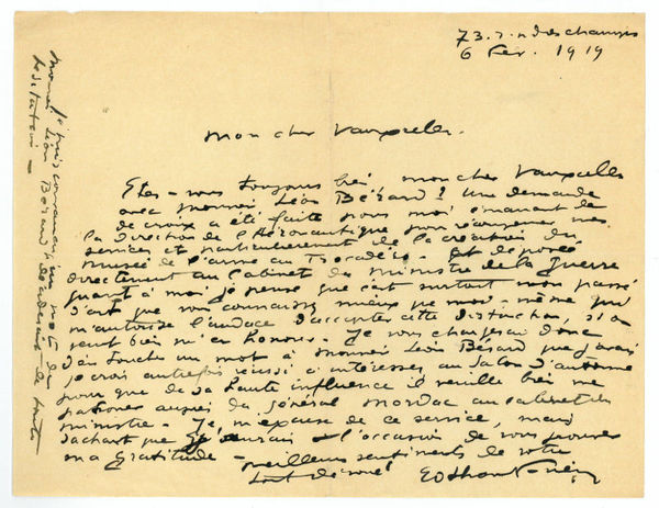 Autograph letter signed.