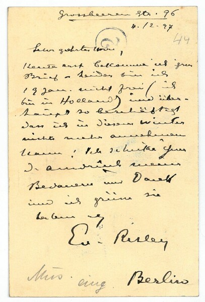 Eigenh. Postkarte mit U.