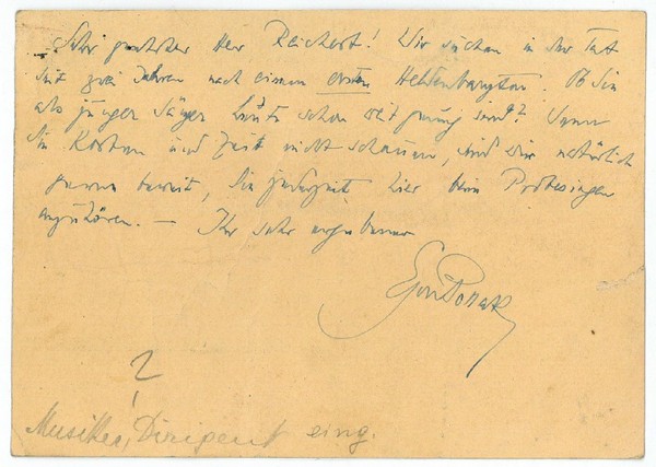 Eigenh. Postkarte mit U.