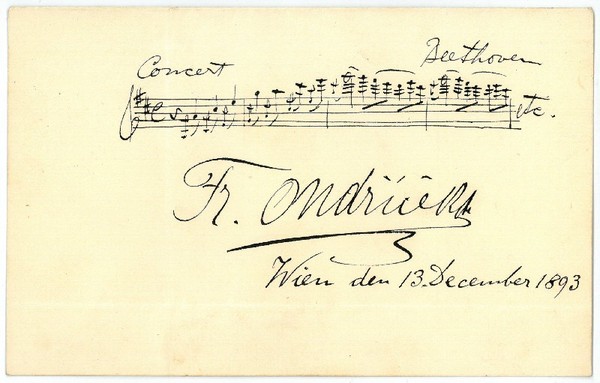 Autograph musical quotation signed.