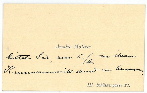 Visitkarte mit eigenh. Notiz.