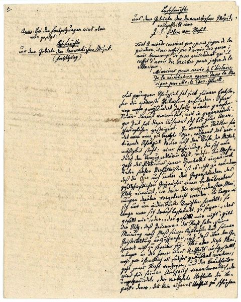 Lesefrüchte aus dem Gebiete der dramatischen Musik. Eigenh. Manuskript (Fragment) …