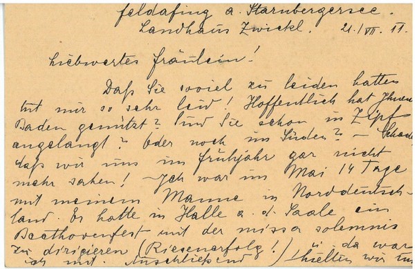 Eigenh. Briefkarte mit U.