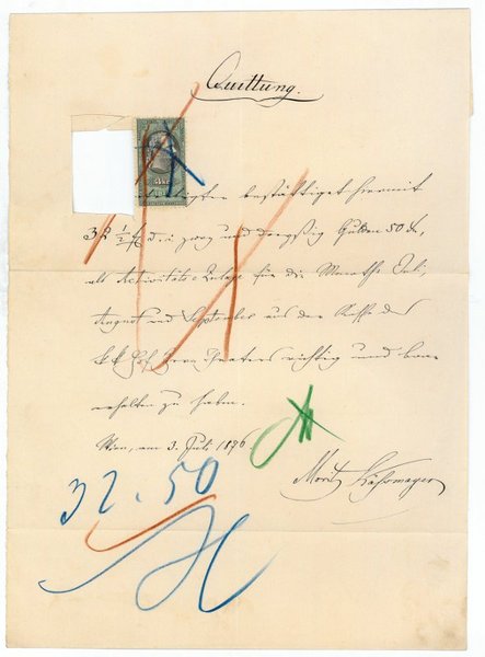 Eigenh. Quittung mit U.