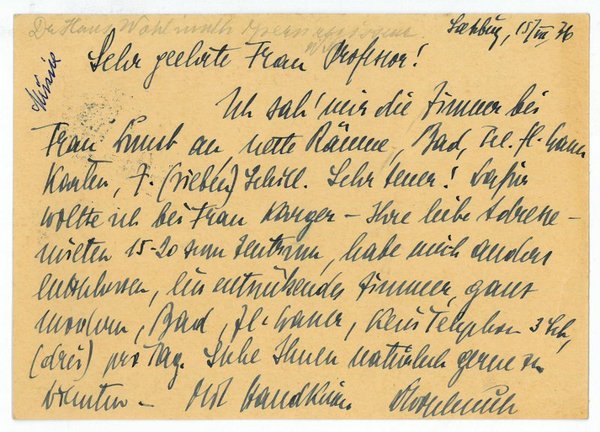 Eigenh. Postkarte mit U.