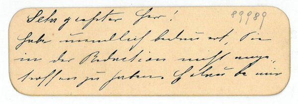 Eigenh. Briefkärtchen mit U.