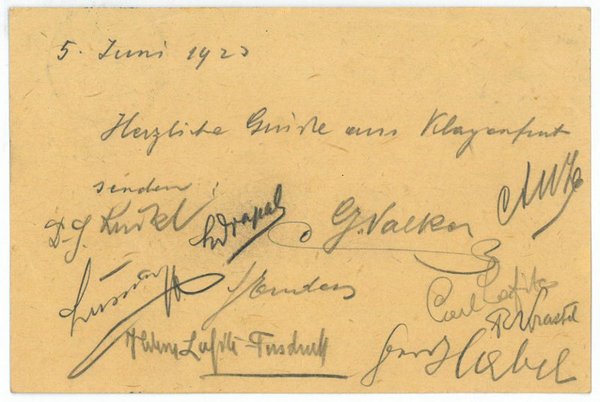 Postkarte mit eigenh. U.