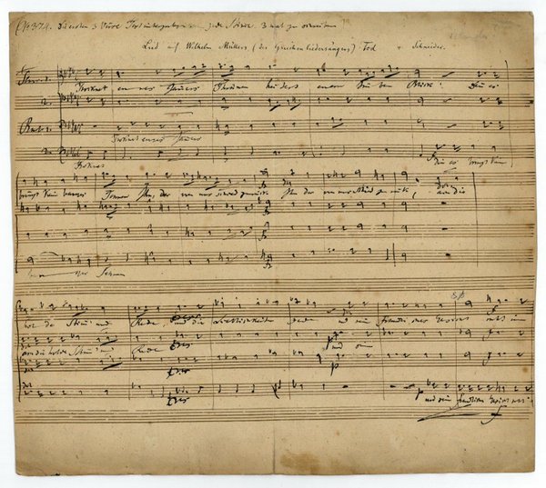 Lied auf Wilhelm Müllers (des Griechenliedersängers) Tod. Eigenh. Musikmanuskript.