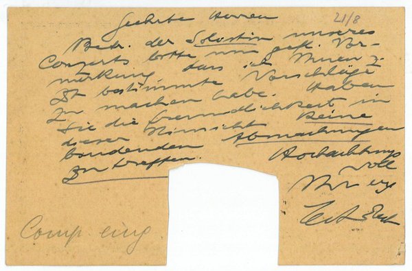 Eigenh. Postkarte mit U.