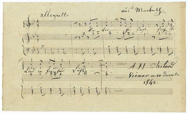 Eigenh. musikalisches Albumblatt mit U. ("A. H. Chelard").