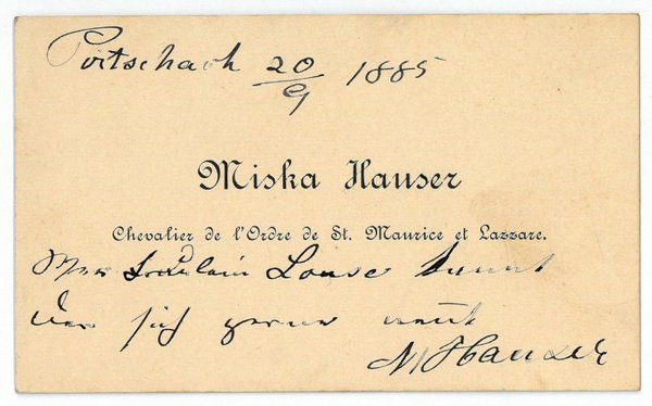 Eigenh. Visitenkarte mit U. ("M. Hauser").