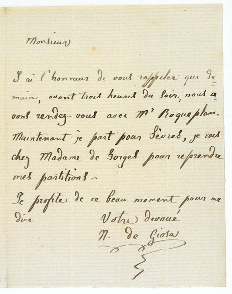 Eigenh. Brief mit U. ("N. de Giosa").