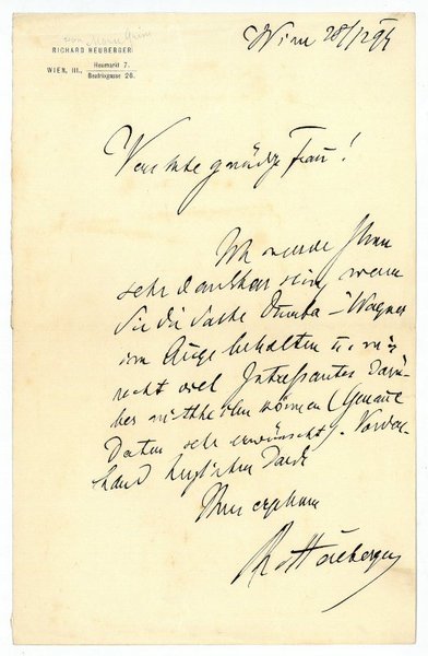 Eigenh. Brief mit U. ("R. Heuberger").