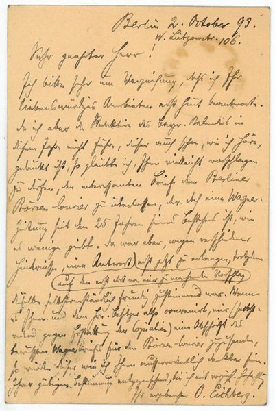 Eigenh. Postkarte mit U.