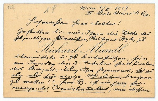 Eigenh. Brief mit U. (auf Visitenkarte).